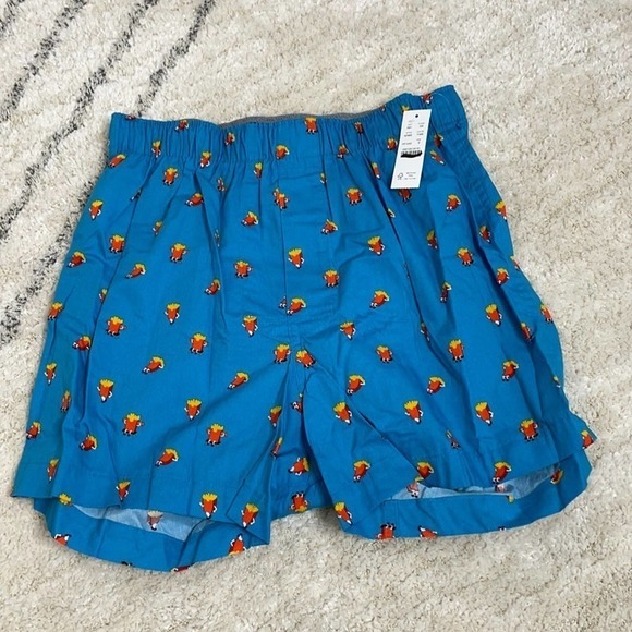 J. Crew cotton printed boxer fries workout blue S Small - Picture 2 of 5